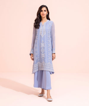 2 Piece - Embroidered Chiffon Suit