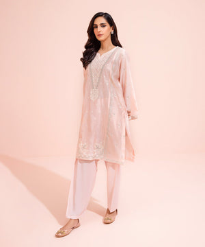 2 Piece - Embroidered Cotton Net Suit