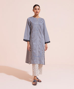 2 Piece - Embroidered Cotton Satin Suit