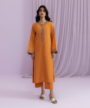 Womens Eid Pret Rust Embroidered Lawn Shirt