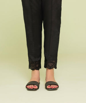 Embroidered Raw Silk Pants