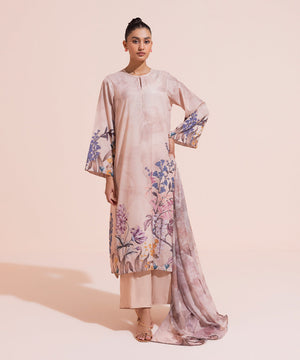 3 Piece - Printed Silk Suit