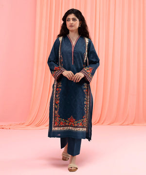 Womens Eid Pret Blue Printed Lawn Two Piece Suit