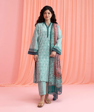 Womens Eid Pret Blue Embroidered Lawn Two Piece Suit