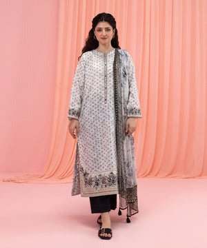 Womens Eid Pret White Embroidered Lawn Two Piece Suit