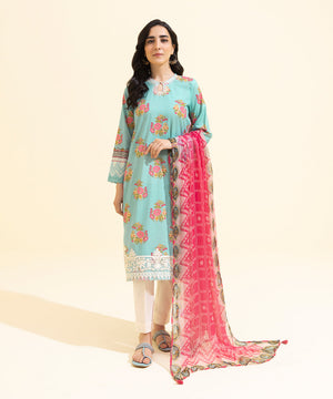 2 Piece - Embroidered Cotton Suit