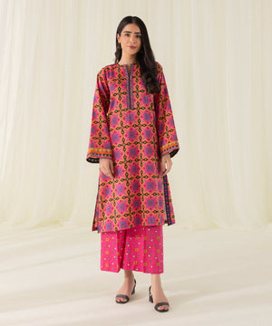 2 Piece - Embroidered Cotton Suit