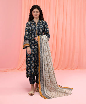 Womens Eid Black Printed Textured Voile Dupatta