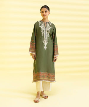 Womens Eid Pret Green Embroidered Lawn Shirt