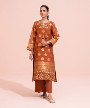 2 Piece - Embroidered Jacquard Suit