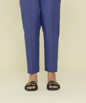 Womens Eid Pret Lavendar Blue Cotton Trousers