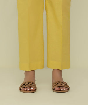 Womens Eid Pret Pale Yellow  Cotton Trousers