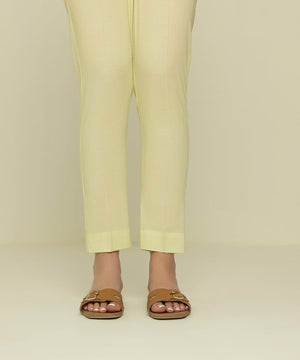 Womens Eid Pret Pale Yellow  Cotton Trousers