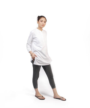 Women's Hidden Placket Tunic Shirt - White