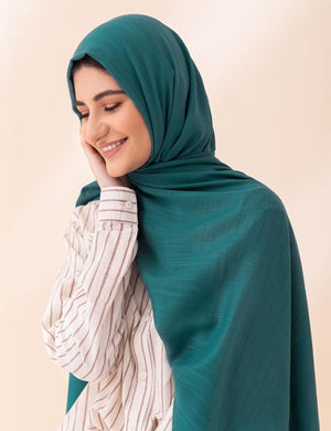 Turkish Slubs Lawn Hijab- Teal