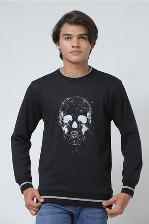 Black Skeleton Printed Sweat Shirt