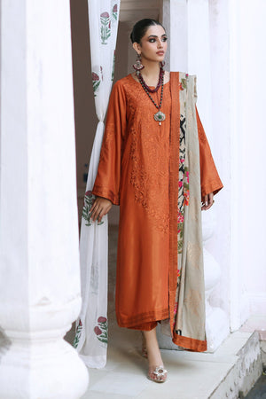 3-Pc Unstitched Embroidered Masori Shirt with Staple Shawl & Dyed Trouser CZW3-07