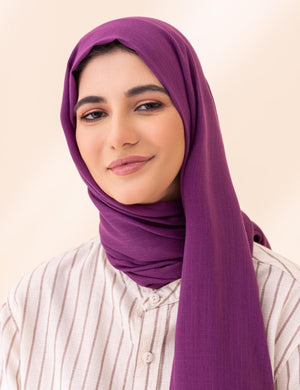 Turkish Slubs Lawn Hijab-  Purple