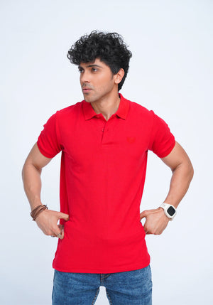 Red  Plain Polo Shirt