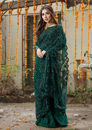 Pehnawa By Rida - Emerald Green Saree