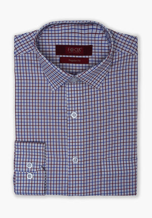 RED BLUE CHECK DRESS SHIRT