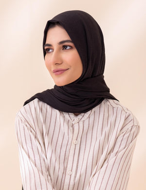 Turkish Slubs Lawn Hijab- Black