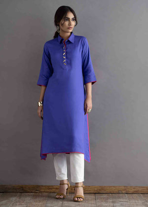 Nuqsh KH-003 - Royal Purple Shirt. Straight Pants