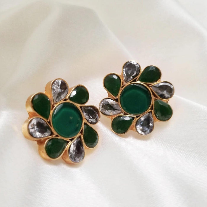 Kohenoor Collection - Farshi Kundan Studs, emerald