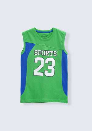 GREEN GRAPHIC SANDO SHIRT