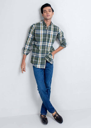 GREEN FLANNEL LARGE CHECKERED SHIRT