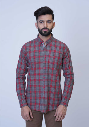 Red Gray Checkered Shirt