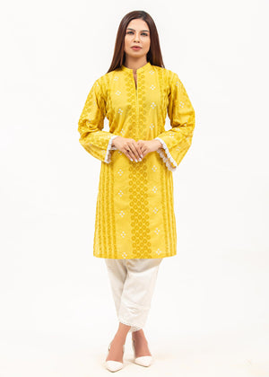 Shahzeb Saeed - Yellow Embroidred Chikankari Kurti (GFKU-2126)