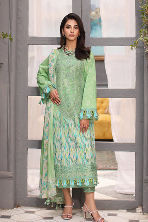 3-PC Unstitched Embroibered Lawn Shirt with Printed Chiffon Dupatta CCS4-01