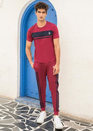 Eight Lines - Suave Maroon/Navy Contrast Tracksuit