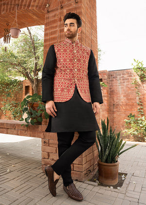 Red Embroidered Waistcoat