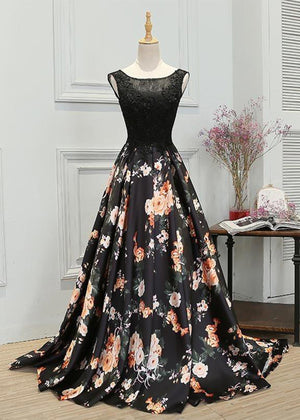 Parien House - Retro Black Flowers Lace Dress