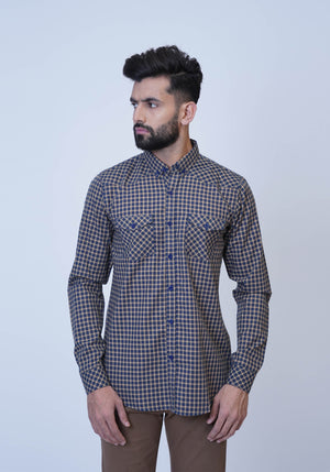 Blue Checkered Button Down Shirt