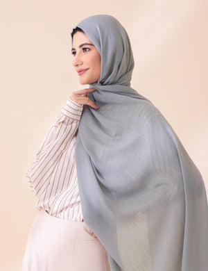 Turkish Slubs Lawn Hijab- Grey