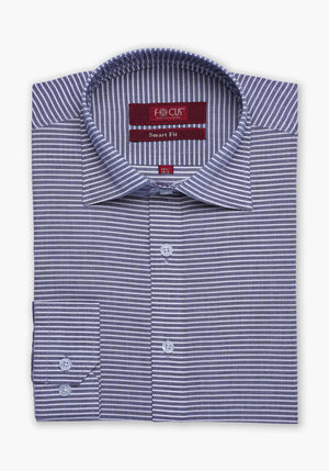 WHITE GRAY STRIPE DRESS SHIRT