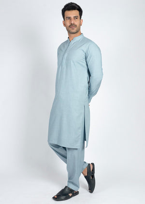 Janab - Shalwar Kameez, Wash & Wear, Light Blue