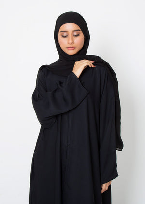 Abaya.Pk - Black Basic Front-Open Abaya