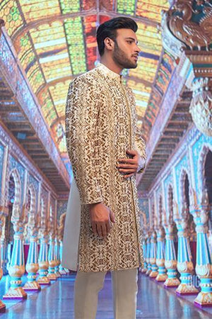 Saphire Gold Sherwani Without turban and accessories