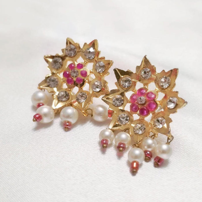 Kohenoor Collection - Ruby jarao floral studs