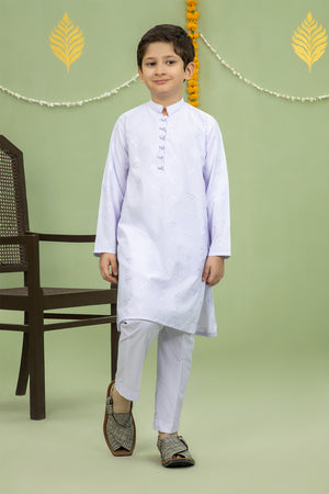 White Embroidered Kurta Pant Kids