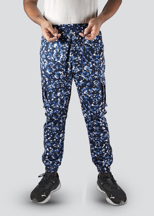 Men's Camo Cargo Pants With 6 Pockets - Blue