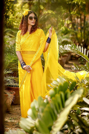Organza Luxury Saree | TITLIYAN | SR202119 - Yellow