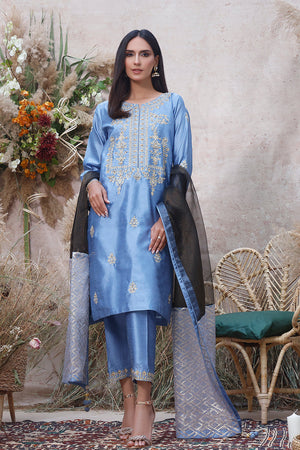 Sana's - Raw Silk Aari Embroidered 3pc Luxury Pret | MEHRU | s202174