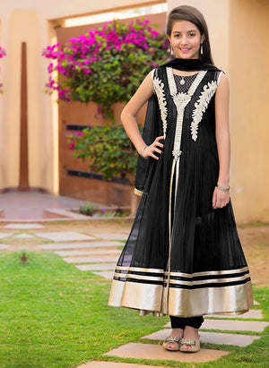 SANA'S - Embroidered Ethnic A Line Suit | GFC16 | A205 Black