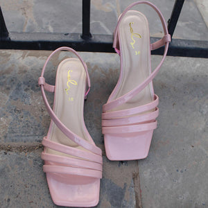Patent Stripes - Nude Pink