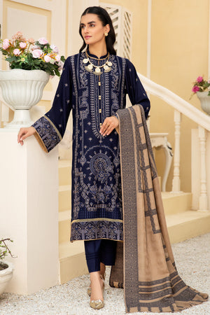 Shafaq SQ-34 : Unstitched Luxury Embroidered Dhanak 3PC